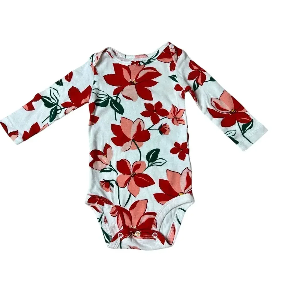 Just One You by Carter's Poinsettia Bodysuit One Piece 9 months Whimsical Floral